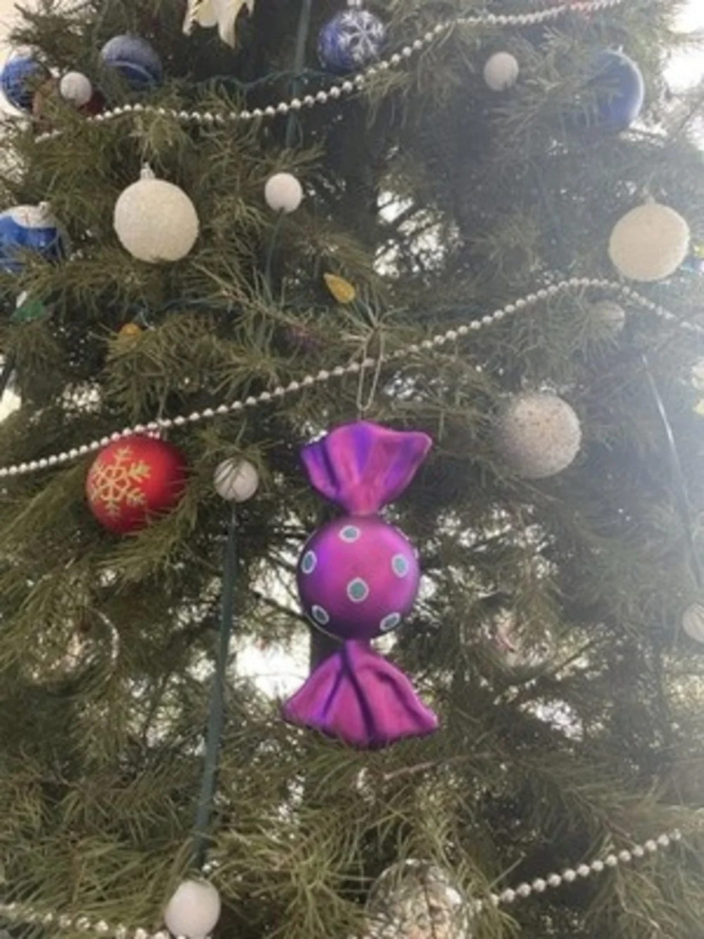 Large Purple Polkadot Wrapped Candy Ornament 6